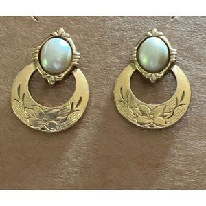 Faux Pearl Goldtone Earrings